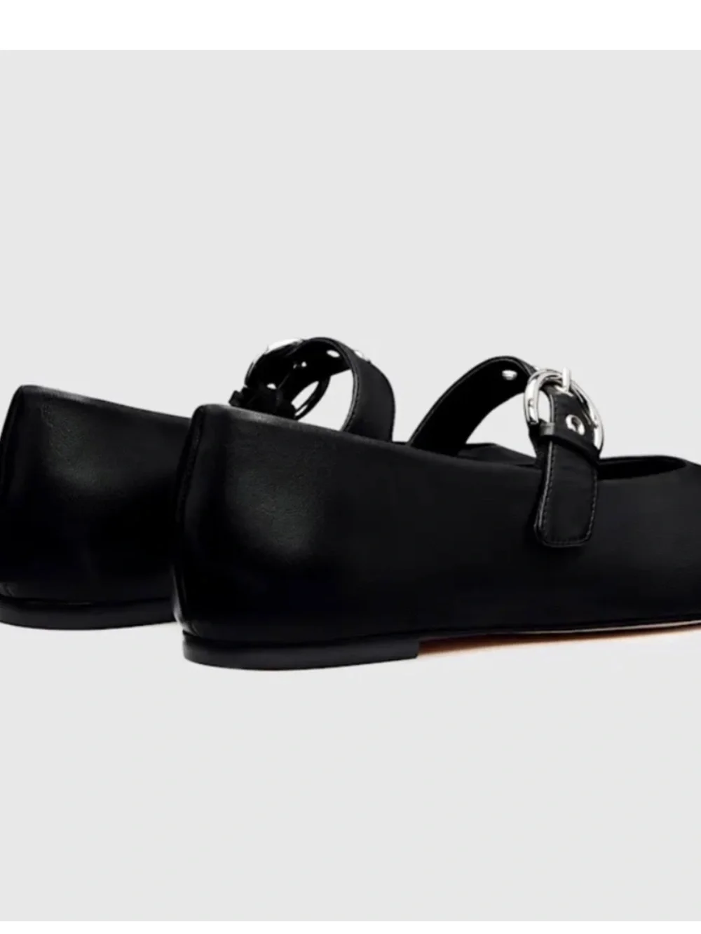 Reformation Ballet Flats Bethany Buckle in Leather Black - Picture 2 of 12